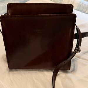 Simone Firenze Brown Leather Crossbody Purse Bag Italy Florence